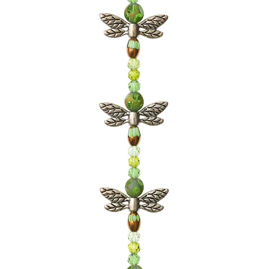 12 Packs: 42 ct. (504 total) Silver &#x26; Green Dragonfly Mix Beads by Bead Landing&#x2122;